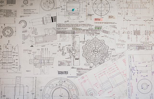Blueprints of a gear design